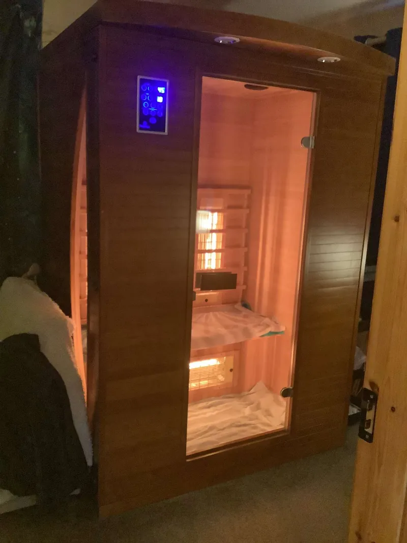 The Healing Room’s wooden infrared sauna cabin